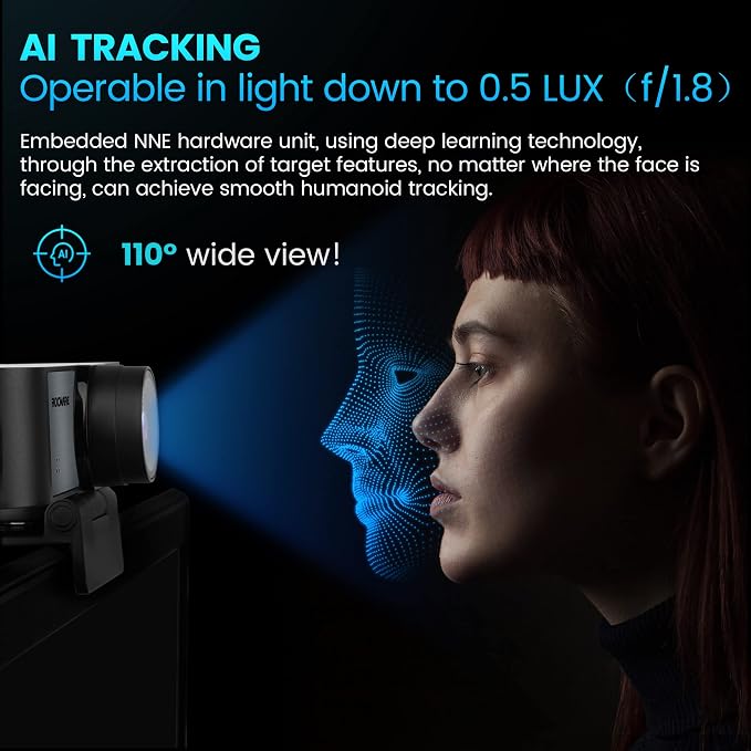 ROCWARE 4K Webcam with Remote, RC16 Computer Camera with Microphone, 1080p - Image 5