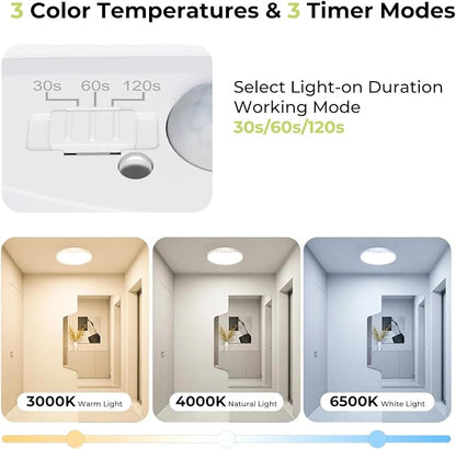 hepside 2 Pack Motion Sensor Ceiling Light Wired, 3000K/4000K/6500K LED Flush - Image 2