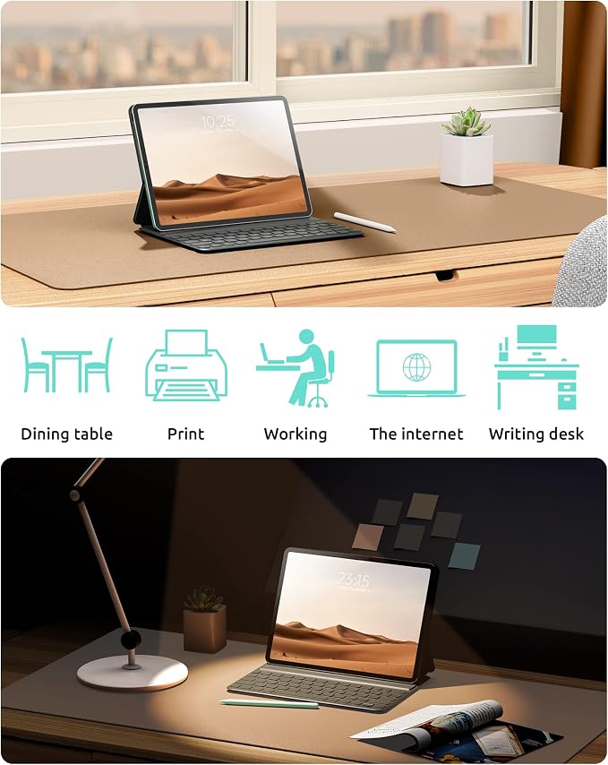 YSAGi Leather Desk Pad Protector, Office Mat, Large Mouse Pad, Non-Slip PU - Image 6