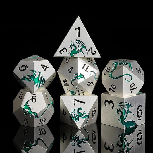 Metal DND Dice Set, Dungeons and Dragon TTRPG Role Playing Table Games by HNCCESG