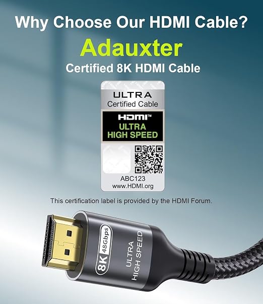Certified 10K 8K HDMI 2.1 Cable 6.6 FT, 48Gbps Ultra High Speed HDMI Cable - Image 2