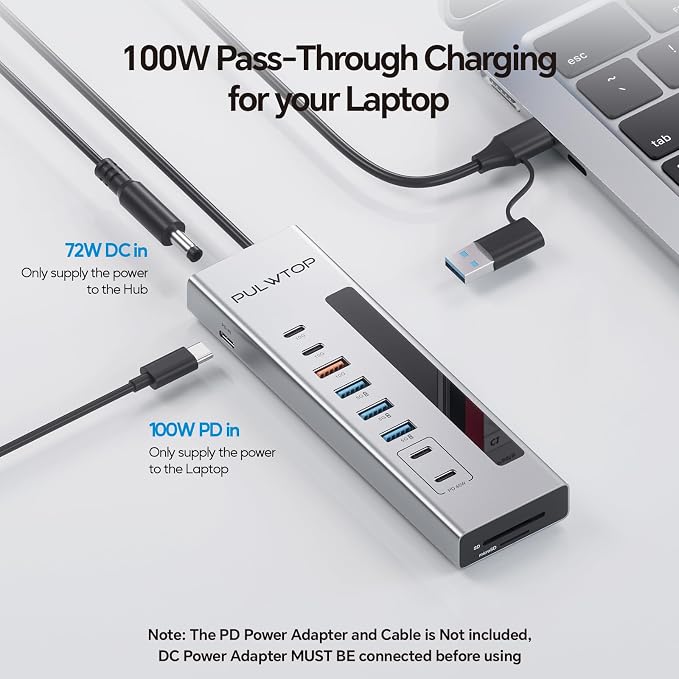 Powered USB C Hub, PULWTOP 11-in-1 USB Hub - Image 6