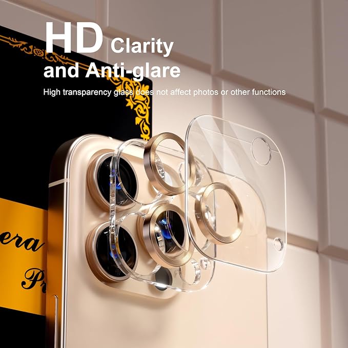 beuxece for 6 Pack iPhone 15 Pro/iPhone 15 Pro Max Camera Lens Protector 9H - Image 5