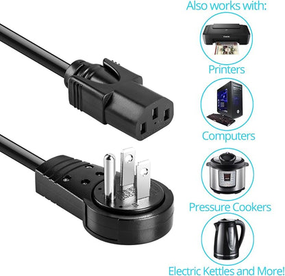 Maximm Monitor Computer Power Cord 3 Ft Flat Plug 360° Rotating PC Cable 3 - Image 2