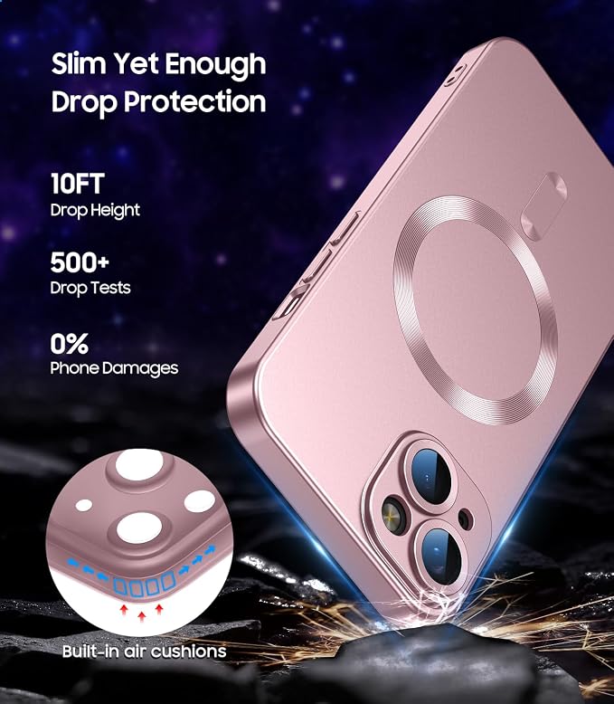 Magnetic for iPhone 15 Case Slim Soft Silicone Bumper Shockproof Metallic Shine - Image 4