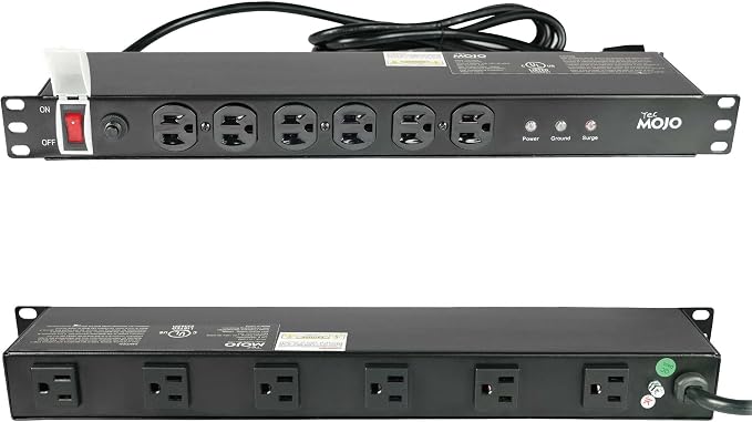 Tecmojo 1U Rackmount Network-Grade PDU Surge Protector Power Strip, 12 Outlets by Tecmojo