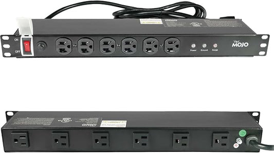 Tecmojo 1U Rackmount Network-Grade PDU Surge Protector Power Strip, 12 Outlets by Tecmojo