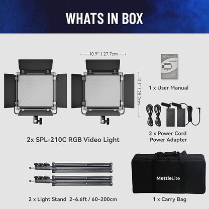 Mettlelite SPL210C Light Kit 2 Packs, RGB LED Video Light - Image 7