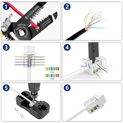 Cat6 Keystone Jacks 12-Pack, RJ45 Keystone Jack 90 Degree Punch Down, Ethernet - Image 7