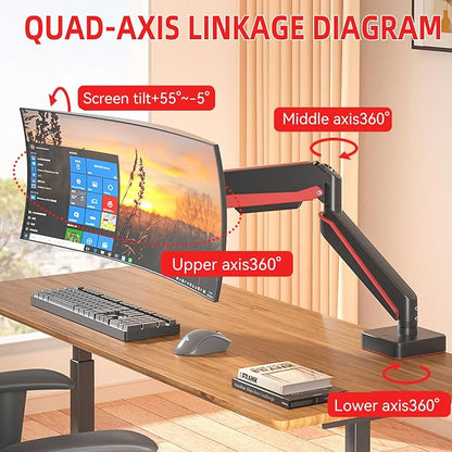 Premium Aluminum Heavy Duty Monitor Arm, - Image 3