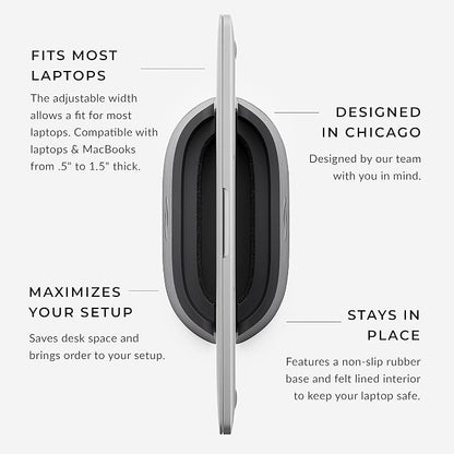 HumanCentric Vertical Laptop Stand in Vegan Black Leather, Upright Adjustable - Image 3