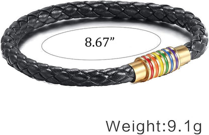 Nanafast Titanium Stainless Steel Rainbow LGBT Pride Bracelet Handmade Braided - Image 2