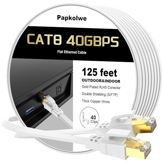 Cat 8 Ethernet Cable 125 ft, Heavy Duty High Speed Cat8 LAN Network Cable by Unknown