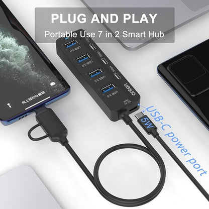 Onten USB C Hub, 7 Ports USB3.0 to USB-C HUB - Image 3
