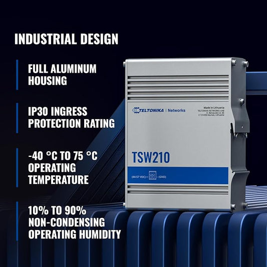 Teltonika TSW210 Industrial Unmanaged Ethernet Switch - Image 2
