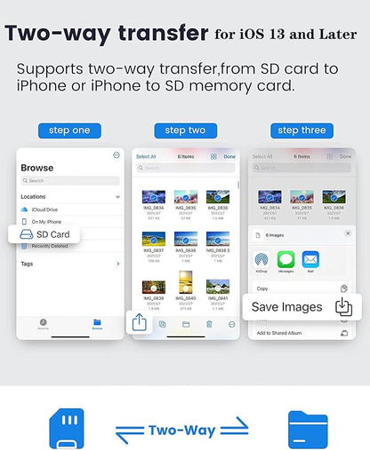 Lightning to SD & TF Card Reader Adapter, Apple MFi Certified 2 in 1 Micro SD - Image 6