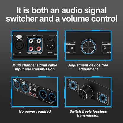 Y.D.F RCA and XLR Selector Switch Boxes, 2-in-1-Out RCA/XLR Speaker Switcher - Image 4