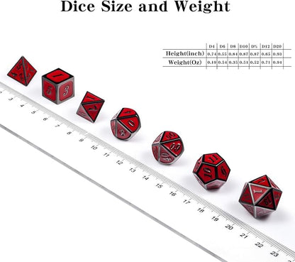 DnDnD Red D&D Game Dice, 7 Die Polyhedral Metal Dice - Image 6