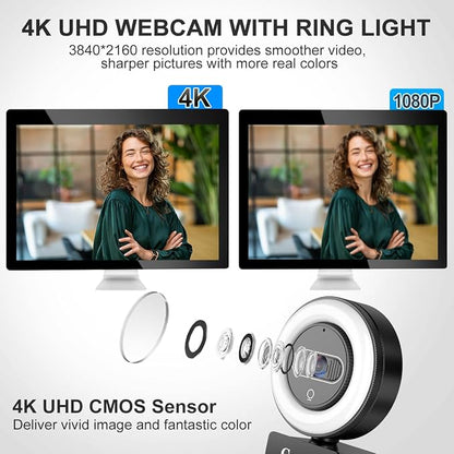 4K Webcam with Light, HD Webcam - Image 2