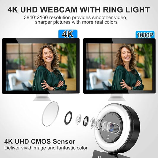4K Webcam with Light, HD Webcam - Image 2