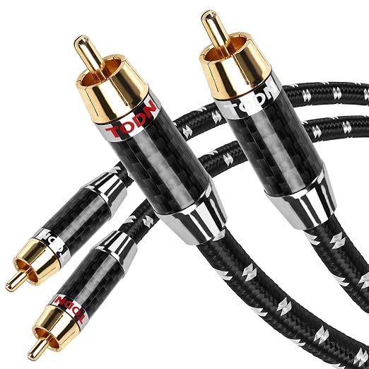 TODN RCA Cables Audiophile Male to Male Stereo Shielded HiFi OFC Car Audio RCA by TODNAudio