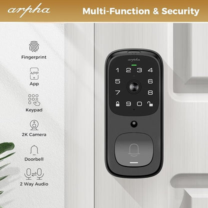 WiFi Smart Door Lock, 5-in-1 Fingerprint Keyless Entry Door Lock, Two-Way Audio - Image 5