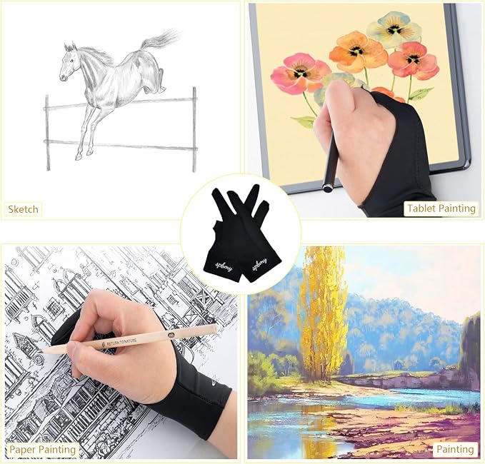 SPBMY Drawing Glove 2 Pack, Two-Finger Artist Glove - Image 6