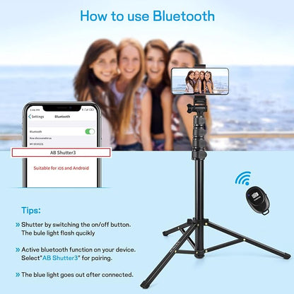 Victiv 68 inch/ 173cm Phone Tripod Stand, Selfie Stick Tripod - Image 2