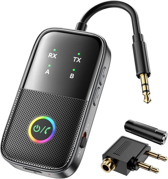 A5 Pro Bluetooth Transmitter Receiver, 2-in-1 Airplane Bluetooth Adapter by MOREGAX