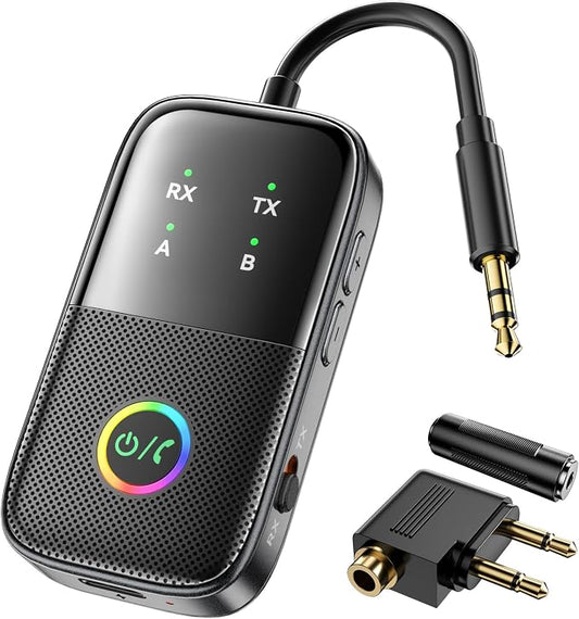A5 Pro Bluetooth Transmitter Receiver, 2-in-1 Airplane Bluetooth Adapter by MOREGAX
