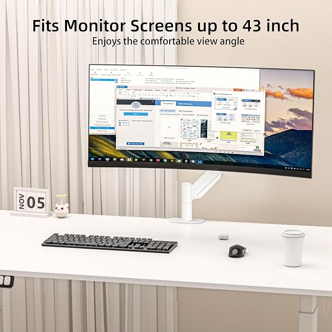 Suptek Single Monitor Mount, Ultrawide Monitor Arm Mount Single Desk Mount - Image 4