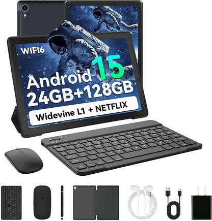 2025 Latest Upgraded Android 15 Tablet 10 Inch, 24GB+128GB+1TB Expand, WiFi 6 by HiGrace