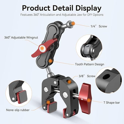 Camera Clamp Mount & 360°Ball Head Magic Arm - Image 4