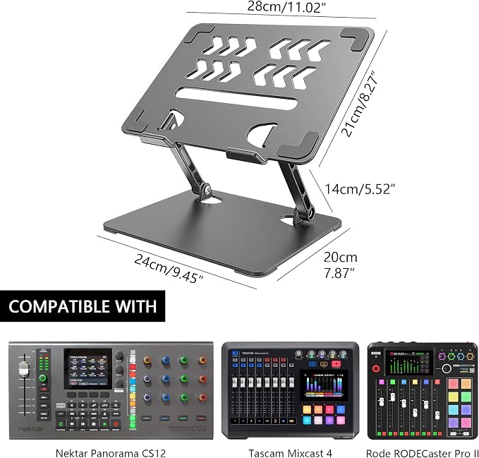 Home Studio Small Desktop Mixer Stand, Aluminum Portable Folding Heat - Image 2