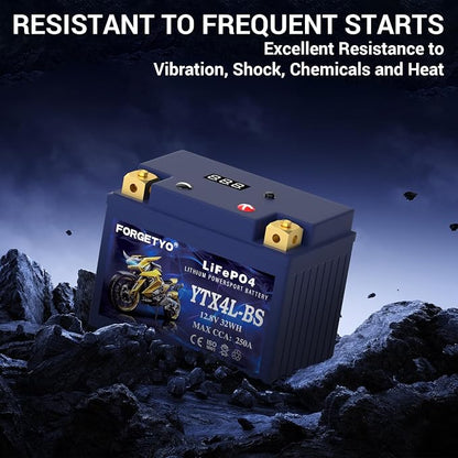 YTX4L-BS Lithium Motorcycle Battery, ATV Battery 12V 2.5AH 250CCA Compatible - Image 6