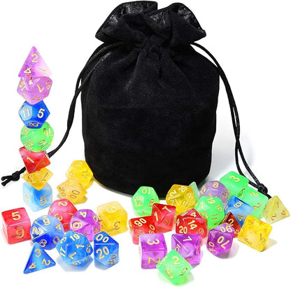 Assorted 5 Colors Polyhedral Dice Set Translucent - Image 2