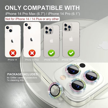 Choiche [3+1 for iPhone 14 Pro/iPhone 14 Pro Max Camera Lens Protector Bling - Image 2
