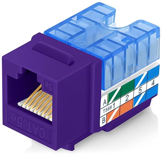 Everest 90° Angled RJ45 Cat5e Keystone Jacks 50-Pack in Purple by EverestMediaSolutions