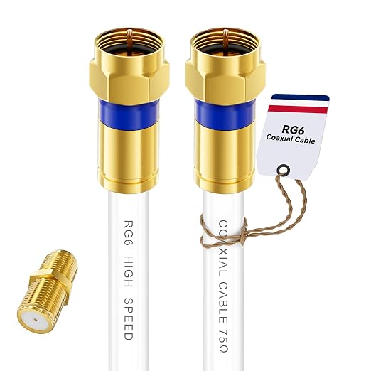 Coaxial Cable 3ft/6ft/10ft/15ft/25ft/50ft/60ft/75ft/100ft, RG6 Coax Cable by Unknown