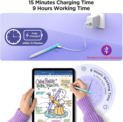 Stylus Pencil for iPad 2018-2024, 15Mins Fast Charge, Palm Rejection, Tilt - Image 3
