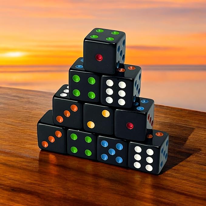 Luck Lab 10 Piece D6 Multicolor Pip Dice Pack - Image 3