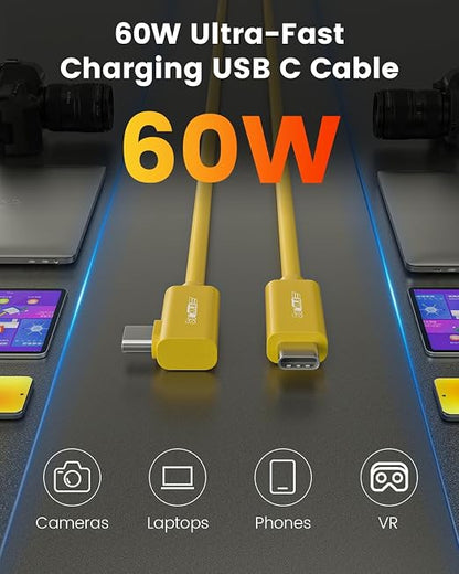 Fiber Optic USB C Tethering Cable 30FT, Right Angle 10Gbps USB 3.2 Gen 2 - Image 2