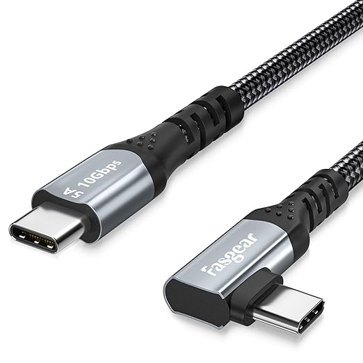 Fasgear USB-C to USB C Cable 100W Power Delivery 3ft 90 Degree Type C 3.1 Gen 2 by Fasgear