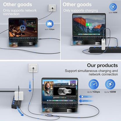 USB C to Ethernet Cable with Charging 15 Feet, USB-C Male 100W PD & Gigabit LAN - Image 5