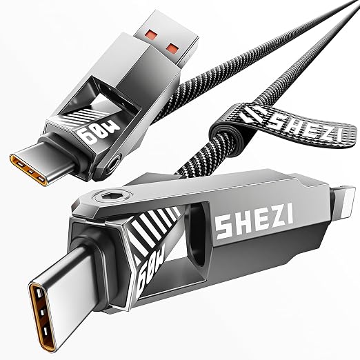 SHEZI Nylon Braided 4 in 1 USB C Cable 60W 3FT Compatible by SHEZI