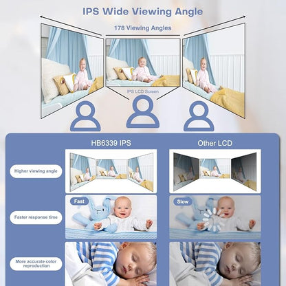 HelloBaby 3.2'' Baby Monitor 2 Cameras, Video Audio Baby Monitor No WiFi - Image 8