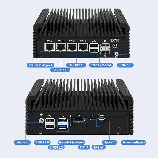 Firewall Micro Appliance Core N150, 4xi226-V 2.5G Fanless Mini PC, 2*NVMe 2*SATA - Image 2