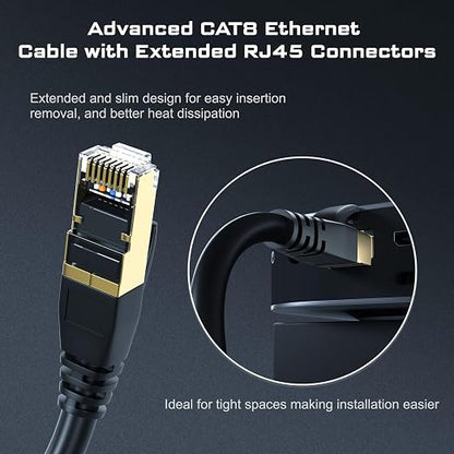 DbillionDa Cat 8 Ethernet Cable 40Gbps 2000MHz, 50FT Supports Cat7 Cat6 Cat5e - Image 4