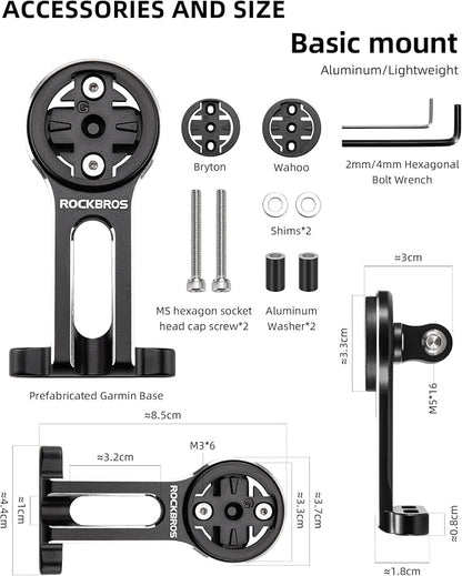 ROCKBROS Bike Computer Mount Out-Front Aluminum Integrated Bicycle Cycling - Image 6