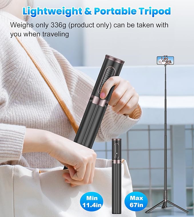TONEOF 67" Cell Phone Selfie Stick Tripod, Smartphone Stand All-in-1 - Image 7